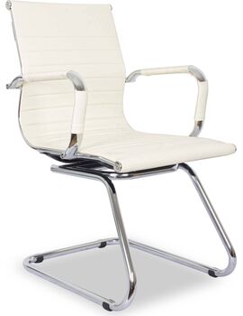 Купить Кресло для посетителей CLG-620 LXH-C бежевый, хром, Цвет: бежевый/хром