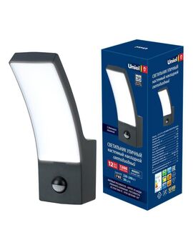 Купить Уличный настенный светодиодный светильник Uniel ULU-S71A-12W/4000K Sensor IP65 Black UL-00006811