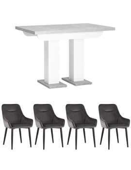 Купить Обеденная группа стол Clyde бетон/белый, стулья Диана серые, Цвет: серый-1