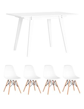 Купить Обеденная группа стол GUDI 120*75 белый, 4 стула Style DSW белые, Цвет: белый