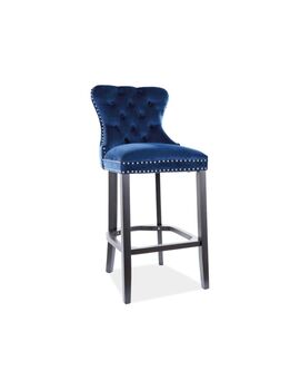 Купить Барный стул Signal AUGUST H-1 VELVET темно-синий/черный, Цвет: синий