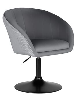 Купить Кресло дизайнерское DOBRIN EDISON BLACK (серый велюр (1922-19)) велюр серый/черный