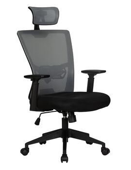 Купить Офисное кресло для персонала DOBRIN NIXON (чёрный, серая сетка) серый/черный