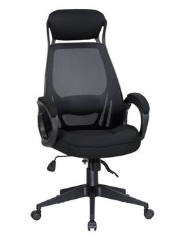 Купить Офисное кресло для руководителей DOBRIN STEVEN BLACK (чёрный пластик, чёрная ткань) черный/черный