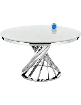 Купить Стол Twist CH круглый, металл, стекло, 130 x 130 см, Варианты цвета: белый