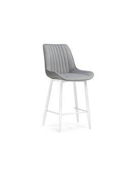 Купить Барный стул Седа велюр светло-серый / белый, Цвет: серый
