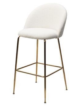 Купить Барный стул GLADE NINI-01 Белый, teddy  золотой каркас, Цвет: белый
