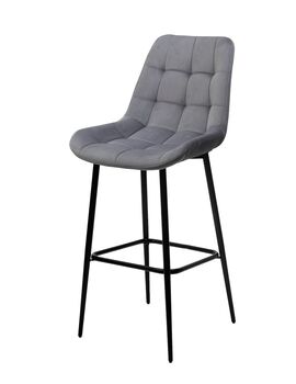 Купить Барный стул ХОФМАН, цвет H-14 Серый, велюр черный каркас, Цвет: серый