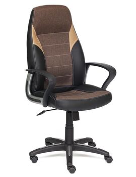 Купить Компьютерное кресло INTER кож/зам/флок/ткань, коричневый, 36-36/6/TW-24 черный/черный, Цвет: черный/коричневый