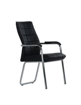 Купить Кресло Barneo K-14 для посетителей и переговорных черный черный/хромированный металл, Цвет: черный