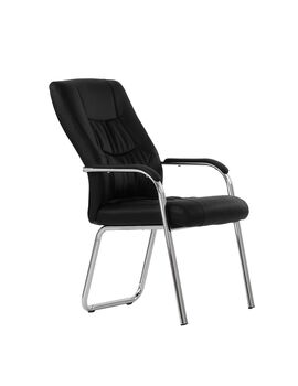 Купить Кресло Barneo K-15 для посетителей и переговорных черный черный/хромированный металл, Цвет: черный