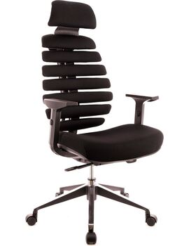 Купить Кресло компьютерное Ergo Black ткань черный, хром, Цвет: черный/хром