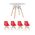 Обеденная группа стол DSW D90, 4 стула Eames Soft красный