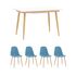 Купить Обеденная группа стол Стокгольм 120-160*80, 4 стула Валенсия голубые, Цвет: голубой