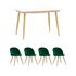 Купить Обеденная группа стол Стокгольм 120-160*80, 4 стула Лион велюр с ромбами зеленый, Цвет: зеленый