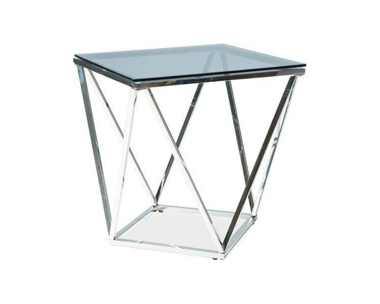 Купить Стол журнальный Signal Silver B квадратный, металл, закаленное стекло, 50 x 50 см, Варианты цвета: тонированный