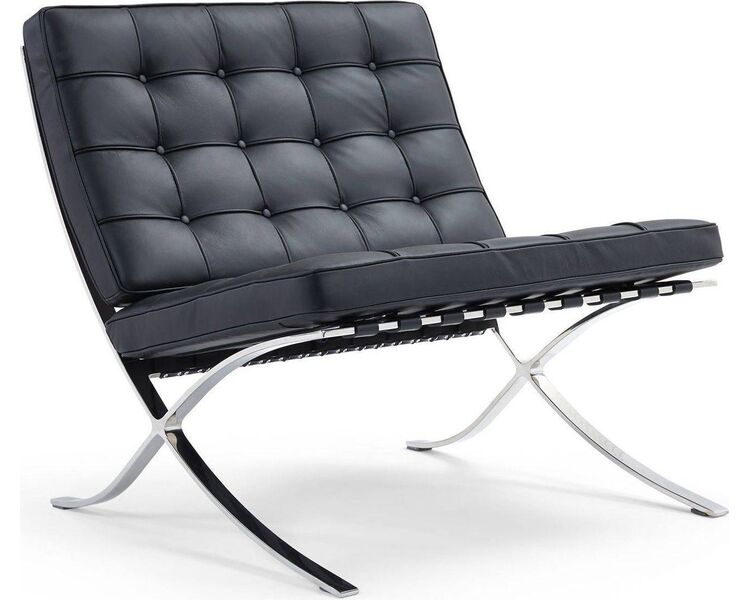 Купить Кресло Barcelona Chair, экокожа, черный, Цвет: черный