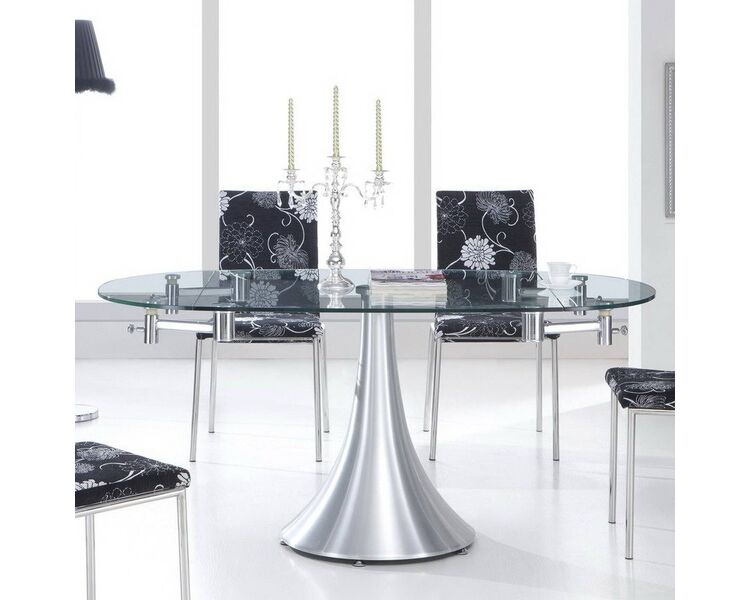 Купить Стол T017 овальный, металл, стекло, 100 x 90 см, Варианты цвета: прозрачный, фото 6