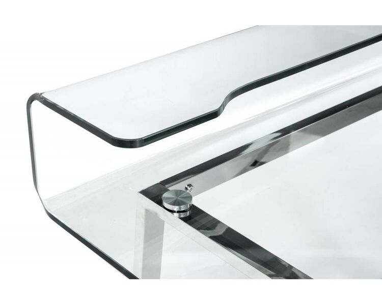 Купить Стол компьютерный Kristal прямоугольный, металл, стекло, 110 x 58 см, Варианты цвета: прозрачный, фото 2
