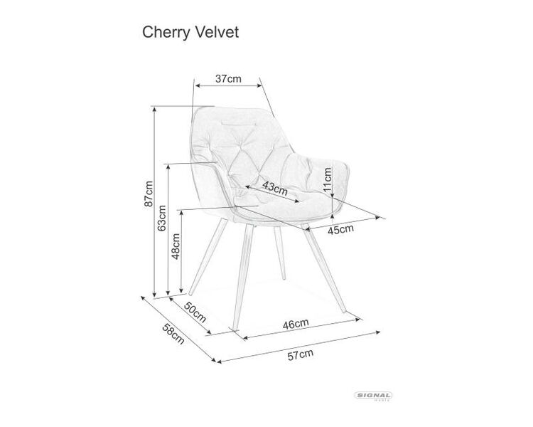 Купить Стул-кресло Signal Cherry Velvet карри, черный, Цвет: карри, фото 5