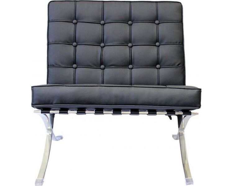 Купить Кресло Barcelona Chair, экокожа, черный, Цвет: черный, фото 3