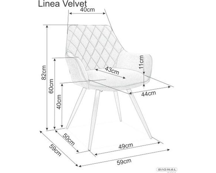 Купить Стул-кресло Signal Linea Velvet серый, черный, Цвет: серый, фото 7