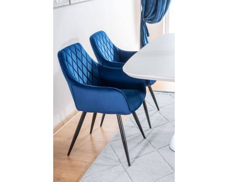 Купить Стул-кресло Signal Linea Velvet синий, черный, Цвет: синий, фото 2