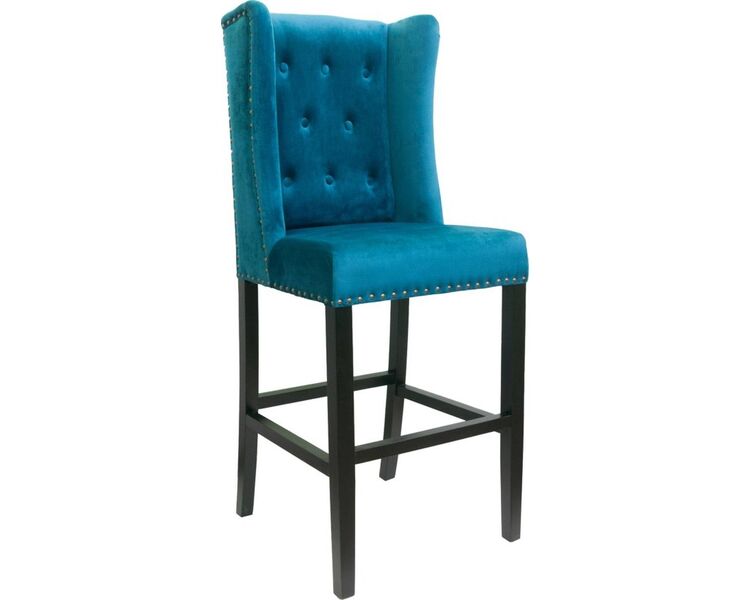 Купить Барный стул Skipton velvet сине-зеленый, черный, Цвет: сине-зеленый