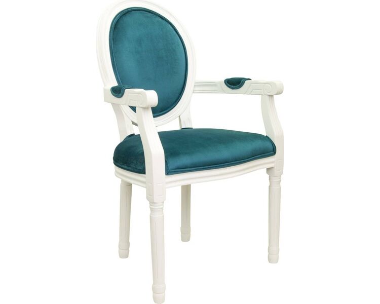 Купить Стул-кресло Volker arm white сине-зеленый, белый, Цвет: сине-зеленый