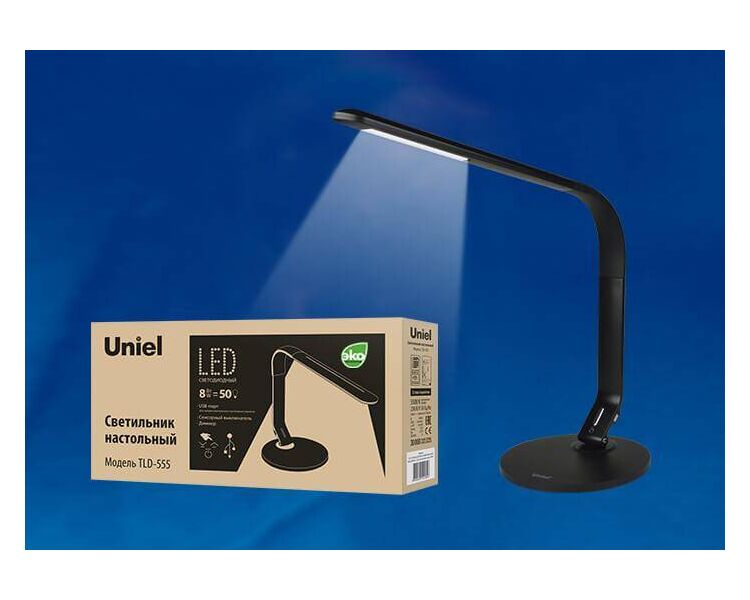 Купить Настольная лампа Uniel TLD-555 Black/LED/500Lm/5500K/Dimmer/USB UL-00003648, фото 2