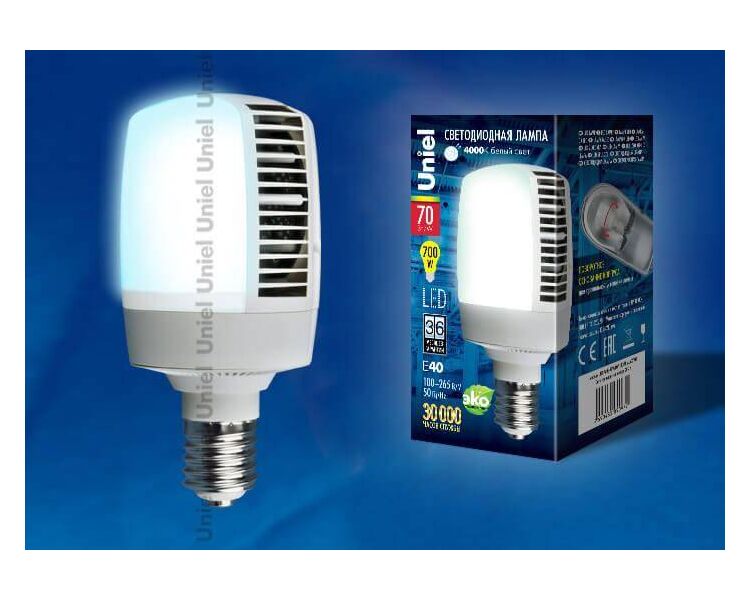 Купить Лампа светодиодная Uniel E40 70W 4000K матовая LED-M105-70W/NW/E40/FR ALV02WH UL-00001813, фото 2