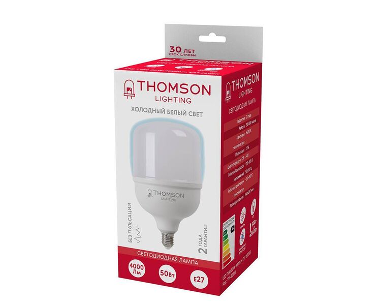 Купить Лампа светодиодная Thomson E27 50W 6500K цилиндр матовая TH-B2366, фото 2