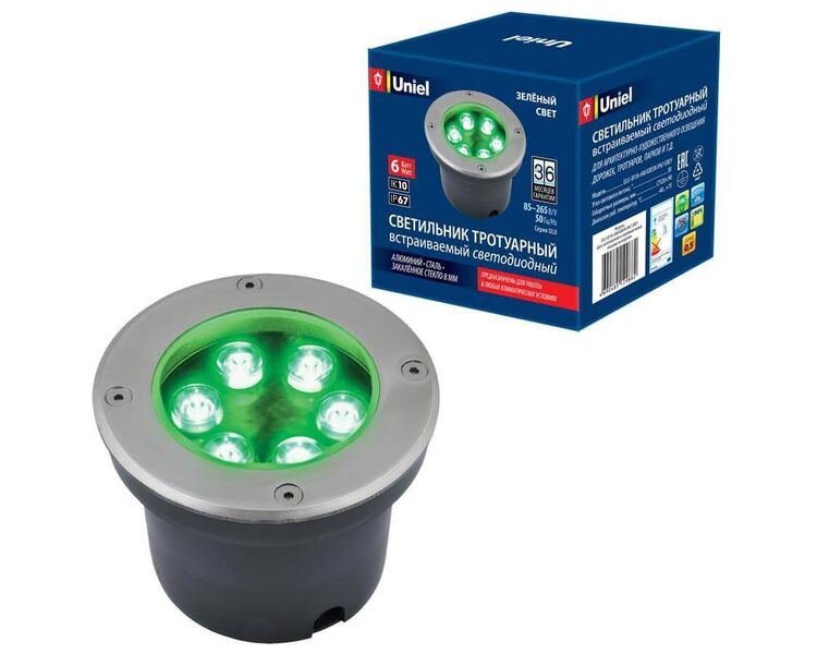 Купить Ландшафтный светодиодный светильник Uniel ULU-B11A-6W/Green IP67 Grey UL-00006822