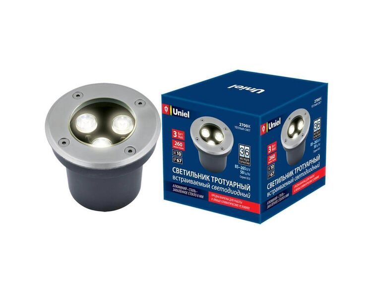 Купить Ландшафтный светодиодный светильник Uniel ULU-B10A-3W/2700K IP67 Grey UL-00006820