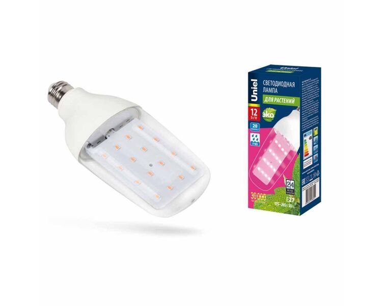 Купить Лампа светодиодная для растений Uniel E27 12W прозрачная LED-B82-12W/SPBR/E27/CL PLP33WH UL-00007647