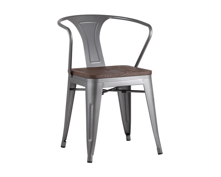 Купить Стул-кресло Tolix Arm Dark Wood серый, Цвет: стальной