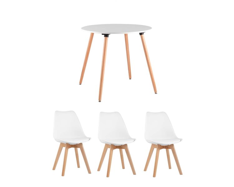 Купить Обеденная группа стол Oslo Round WT, 3 стула FRANKFURT белый, Цвет: белый