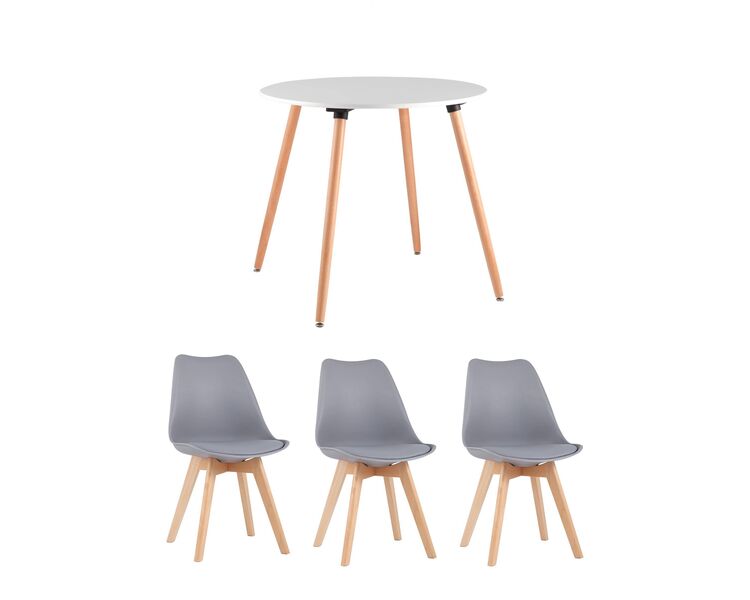 Купить Обеденная группа стол Oslo Round WT, 3 стула FRANKFURT серый, Цвет: серый