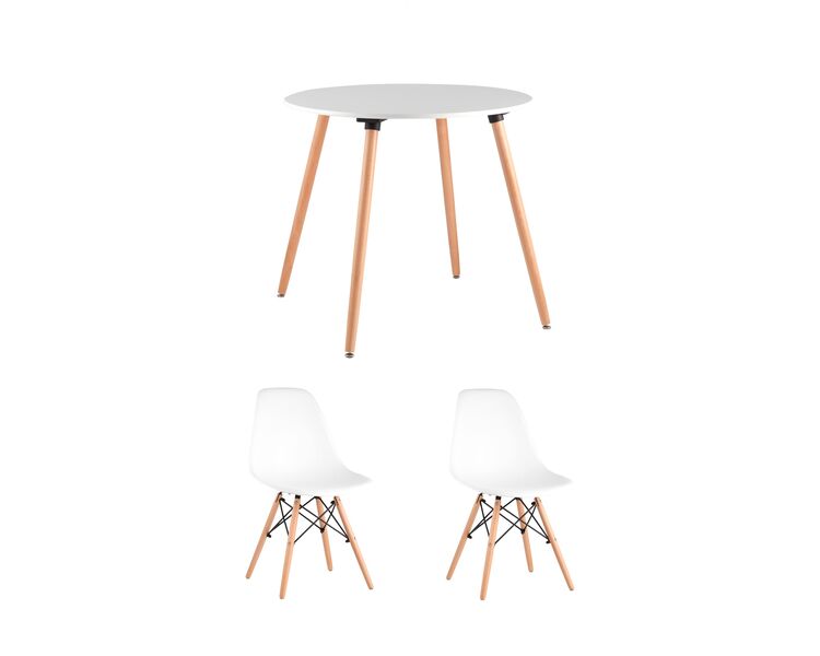 Купить Обеденная группа стол Oslo Round WT, 2 стула SIMPLE DSW белый, Цвет: белый-1
