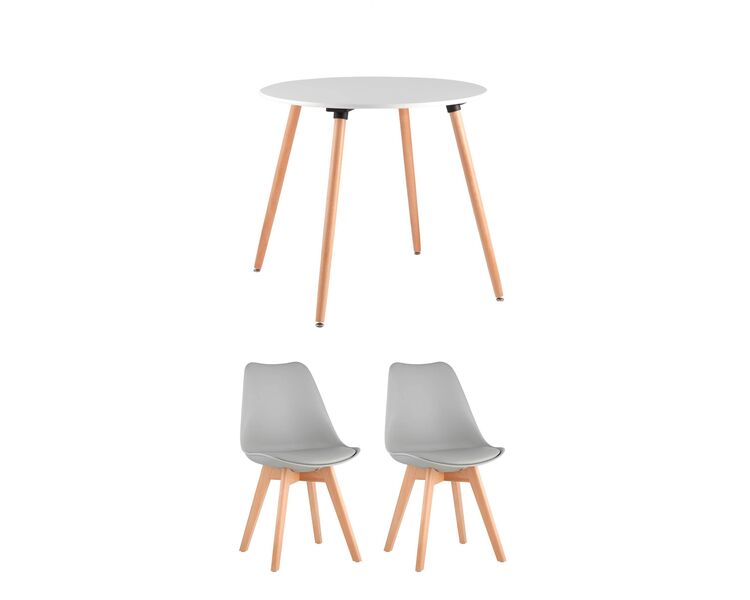 Купить Обеденная группа стол Oslo Round WT, 2 стула FRANKFURT серый, Цвет: серый