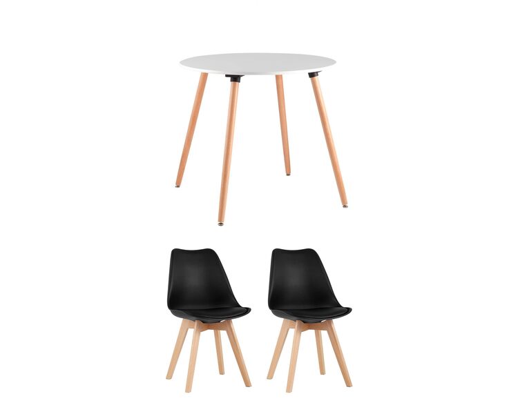 Купить Обеденная группа стол Oslo Round WT, 2 стула FRANKFURT черный, Цвет: черный