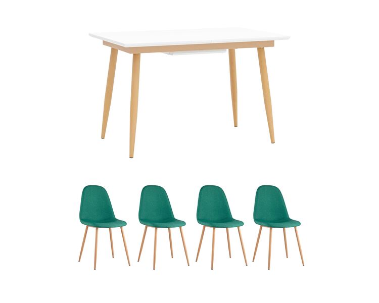 Купить Обеденная группа стол Стокгольм 120-160*80, 4 стула Валенсия зеленые, Цвет: зеленый