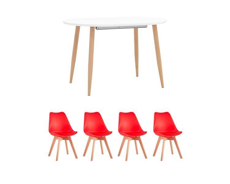 Купить Обеденная группа стол Берген 120-180*80, 4 стула Frankfurt красные, Цвет: красный