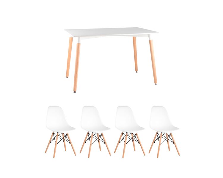 Купить Обеденная группа стол Oslo 120*80, 4 стула Style DSW белый, Цвет: белый-2