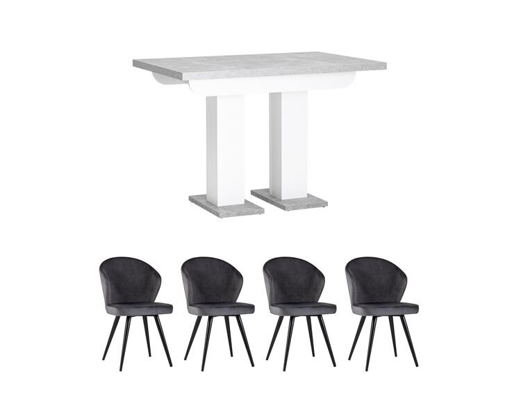 Купить Обеденная группа стол Clyde бетон/белый, стулья Танго серые, Цвет: серый-4