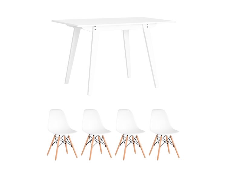 Купить Обеденная группа стол GUDI 120*75 белый, 4 стула Style DSW белые, Цвет: белый