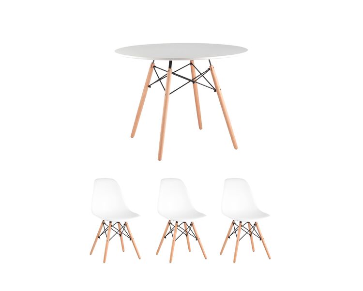 Купить Обеденная группа стол DSW D100, 3 стула SIMPLE DSW, Цвет: белый-3