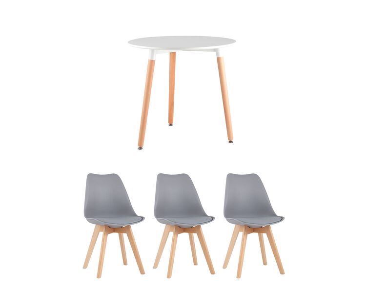 Купить Обеденная группа стол DST, 3 стула Frankfurt серый, Цвет: серый