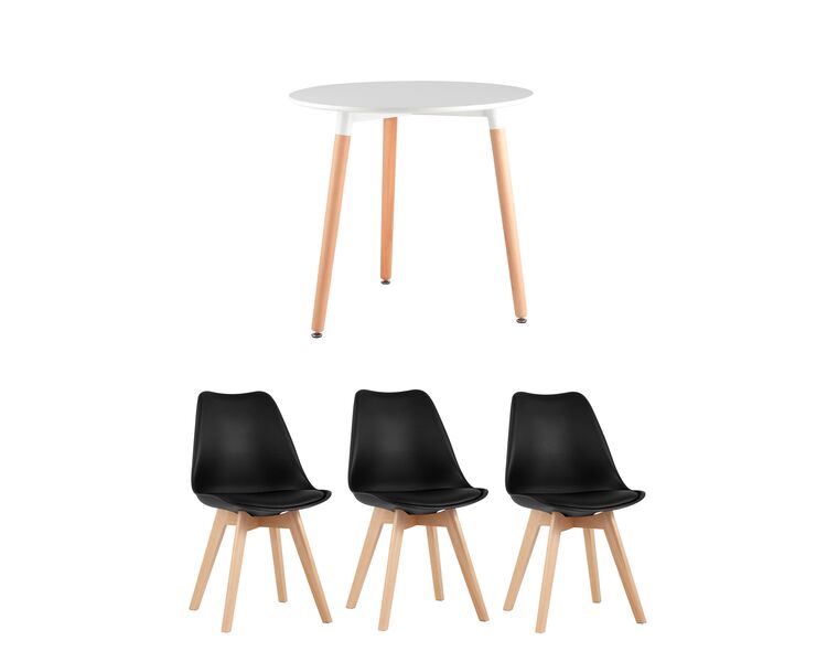 Купить Обеденная группа стол DST, 3 стула Frankfurt черный, Цвет: черный