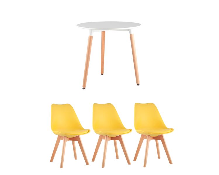 Купить Обеденная группа стол DST, 3 стула Frankfurt желтый, Цвет: желтый-1